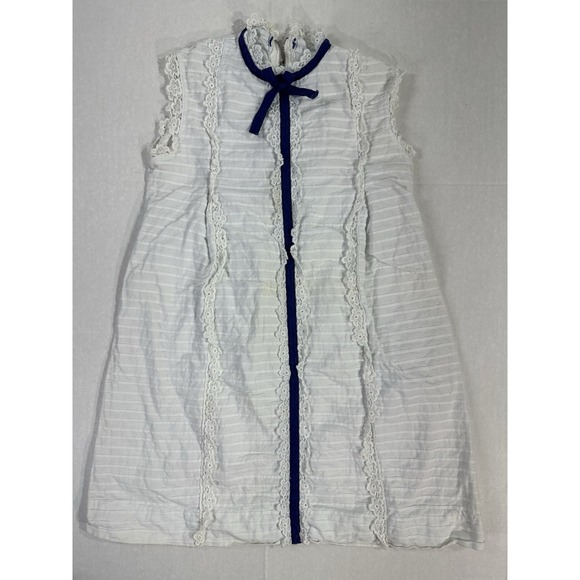 Front Row Other - Vintage White Lace Trim Sleeveless Dress Ruffle Front Bow Detail  Cottagecore